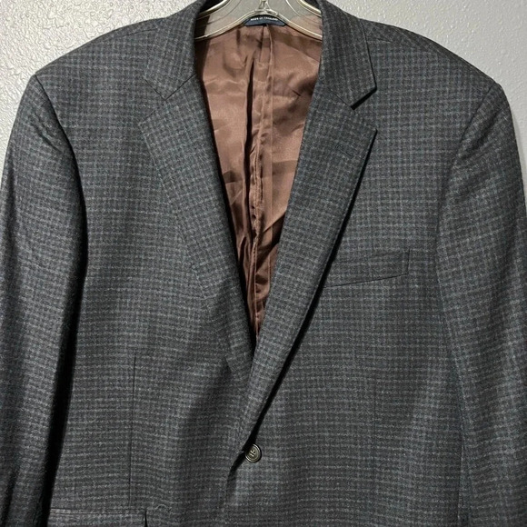 Brooks Brothers Blazer Mens 44R Regent Fit Reda Wool Blue/Gray/Brown Plaid EUC - Picture 3 of 13